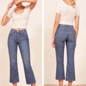 Reformation Blue Pinstriped Jeans